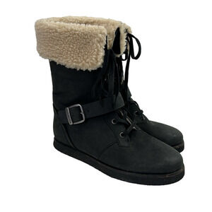 Koolaburra by Ugg Black Leather Sheerskin  Winter Boots size 8